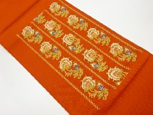 縞に花唐草模様織出し名古屋帯